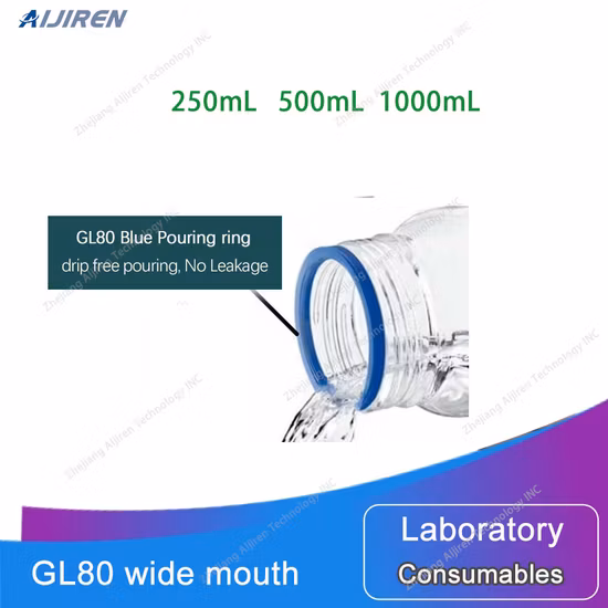 GLS80 나사 캡이 있는 실험실 배지 보관용 둥근 입구 유리 시약병