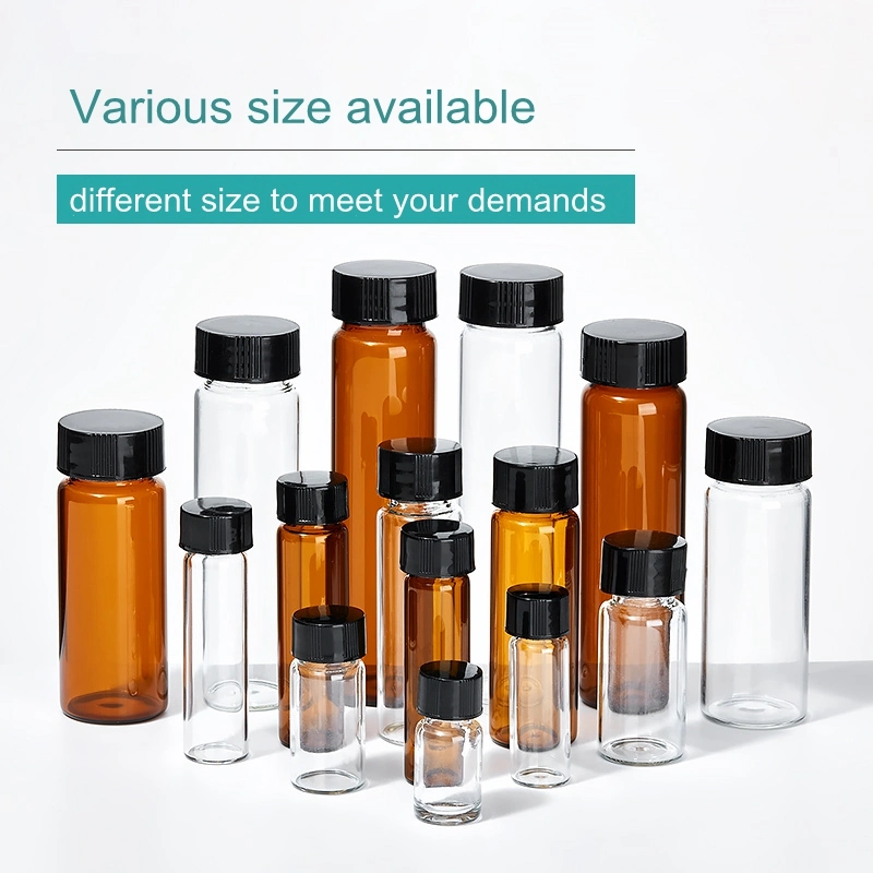 Wholesale Good Sealing Clear Graduated 20ml Amber Glass Bottle with Lids