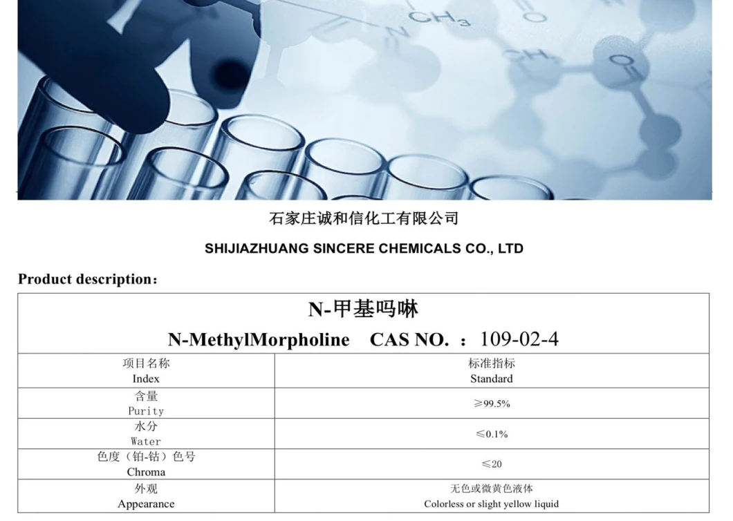 High Quality Transparent Liquid N-Methylmorpholine Nmm CAS 109-02-4 with Best Price