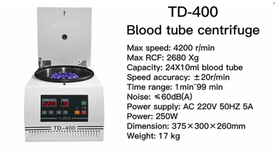 Td-400 혈액관 및 혈장용 저속 벤치탑 원심분리기